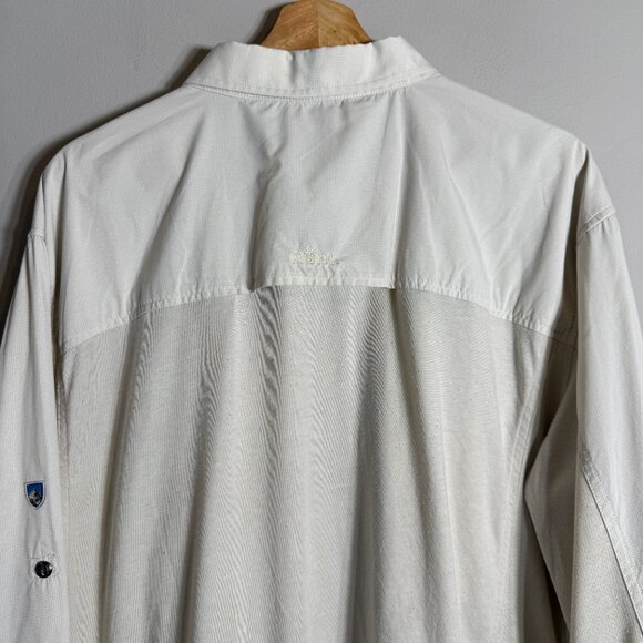 Kuhl Airkraft Roll Tab Button Down Long Sleeve Shirt Men's XL Ivory Outdoor Dad - Picture 12 of 16